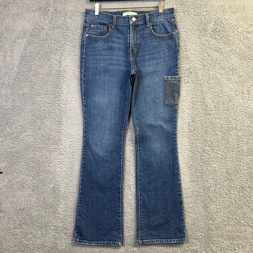Levis 515 Bootcut Jeans Women 8 Blue Denim DIY Utility Pocket Added Workwear